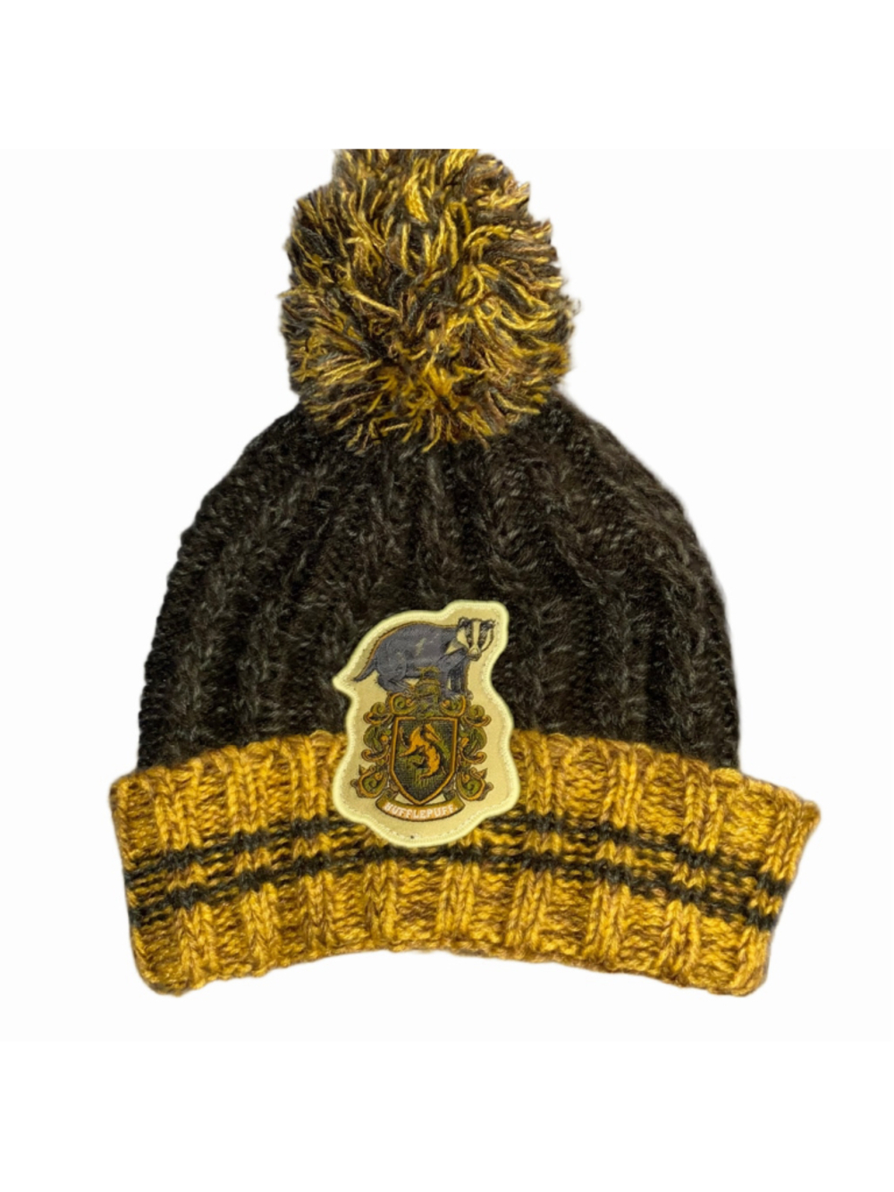 Women's Harry Potter Hufflepuff Beanie Hat One Size Black Yellow